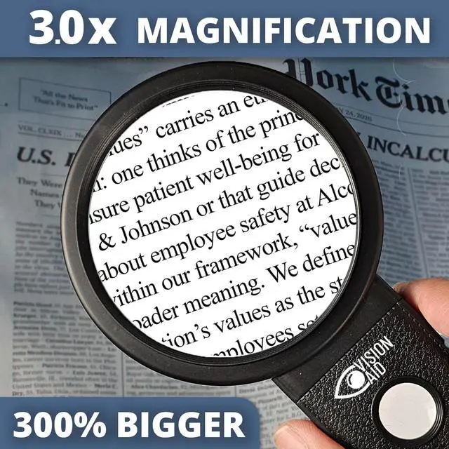 Alt view image 2 of 6 - _Mega Brand 30x Hands-Free Magnifying Glass with USB Rechargeable 36 LED Lights, Storage Case | 40x Loupe Magnifier with Stand for Reading Coins Low _Mega Brand