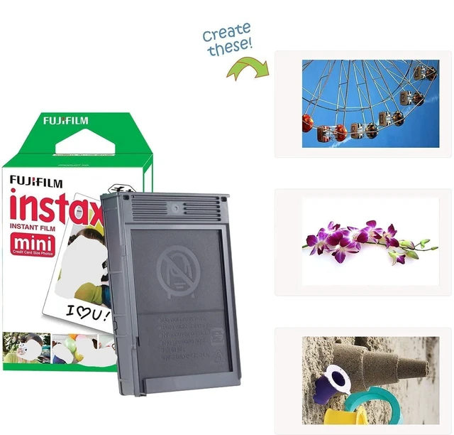 Alt view image 6 of 6 - Instax Mini 12 Instant Camera Clay White + Fuji Film Value Pack (40 Sheets) + Shutter Accessories Bundle, Incl. Compatible Carrying Case, Quicksand Beads Photo Album 64 Pockets