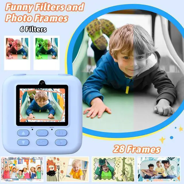 Alt view image 5 of 7 - _Mega Brand Kids Instant Digital Cameras for Boys and Girls,1080P HD Dual-Lens Selfie Digital Camera with Print Paper32G Card,Christmas Birthday Gifts Toys for Toddler and Teenagers Age 3-16 Years Old