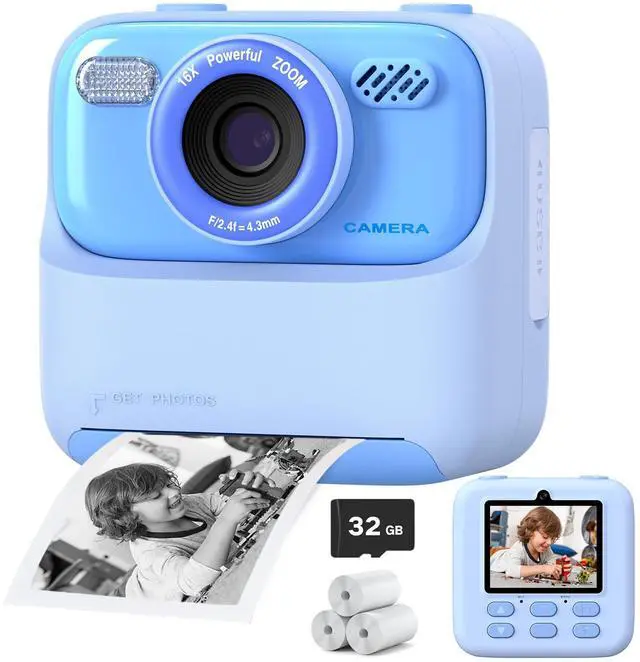 Main image of _Mega Brand Kids Instant Digital Cameras for Boys and Girls,1080P HD Dual-Lens Selfie Digital Camera with Print Paper32G Card,Christmas Birthday Gifts Toys for Toddler and Teenagers Age 3-16 Years Old