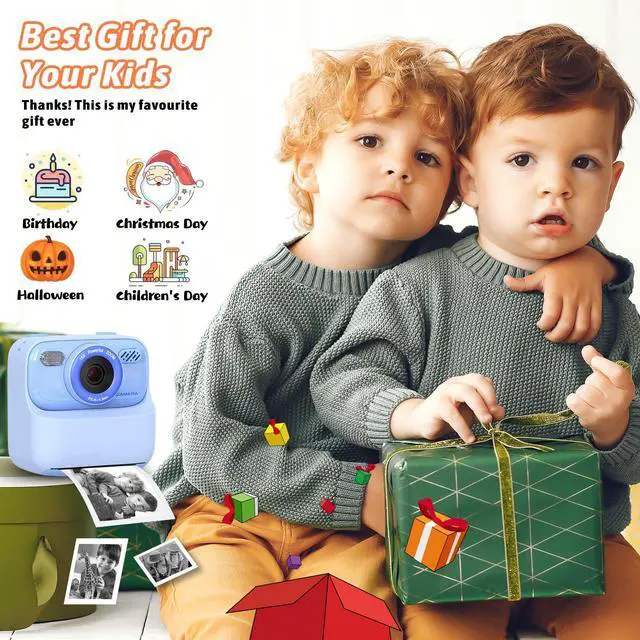 Alt view image 6 of 7 - _Mega Brand Kids Instant Digital Cameras for Boys and Girls,1080P HD Dual-Lens Selfie Digital Camera with Print Paper32G Card,Christmas Birthday Gifts Toys for Toddler and Teenagers Age 3-16 Years Old