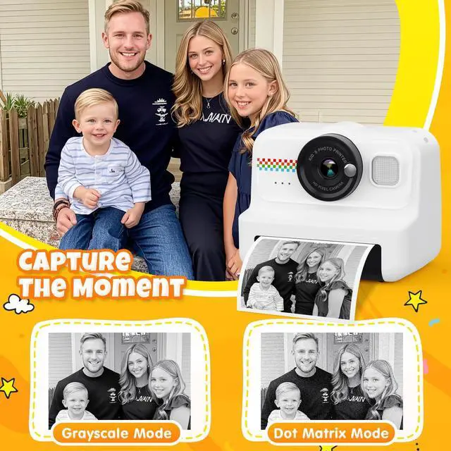 Alt view image 3 of 7 - _Mega Brand Kids Instant Print Camera, 1080P HD Kids Camera Instant Print with 3 Rolls Print Paper & 32GB Card, Ideal Kids Toys Gifts for Boys & Girls Age 3-14 (Black)