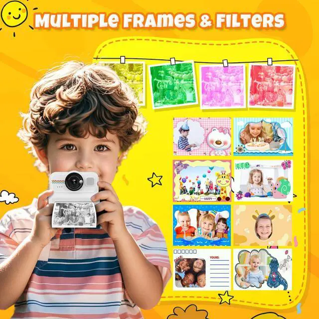 Alt view image 5 of 7 - _Mega Brand Kids Instant Print Camera, 1080P HD Kids Camera Instant Print with 3 Rolls Print Paper & 32GB Card, Ideal Kids Toys Gifts for Boys & Girls Age 3-14 (Black)