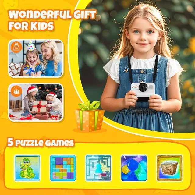 Alt view image 6 of 7 - _Mega Brand Kids Instant Print Camera, 1080P HD Kids Camera Instant Print with 3 Rolls Print Paper & 32GB Card, Ideal Kids Toys Gifts for Boys & Girls Age 3-14 (Black)