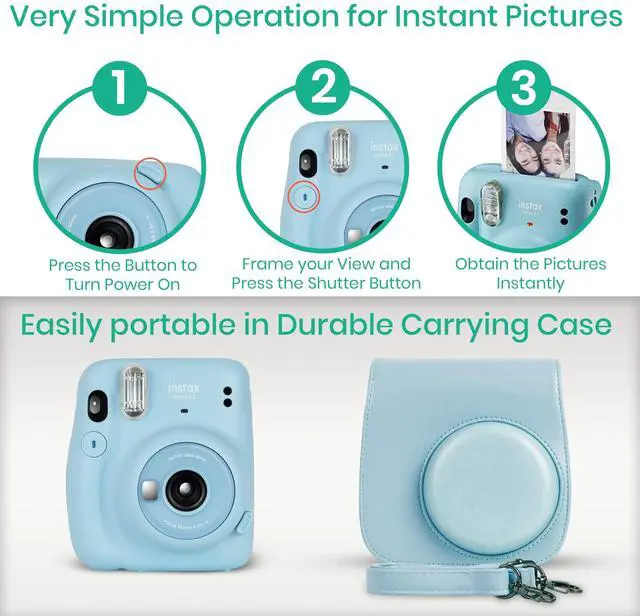 Alt view image 2 of 6 - _Mega Brand Instax Mini 11 Camera with _Mega Brand Instant Mini Film (60 Sheets) Bundle with Deals Number One Accessories Including Carrying Case, Selfie Lens, Photo Album, Stickers (Ice White)