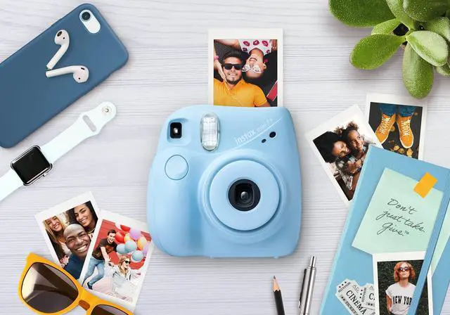 Alt view image 5 of 7 - _Mega Brand Instax Mini 7+ Camera, Easy to Operate, Portable, Handy Selfie Mirror, Polaroid Camera, Perfect for Beginners and Experts, Sleek and Stylish Design - Light Blue