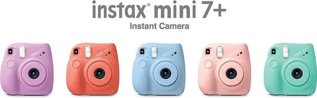 Alt view image 7 of 7 - _Mega Brand Instax Mini 7+ Camera, Easy to Operate, Portable, Handy Selfie Mirror, Polaroid Camera, Perfect for Beginners and Experts, Sleek and Stylish Design - Light Blue