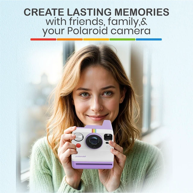 Alt view image 6 of 7 - Now Generation 3 I-Type Instant Camera (Purple) Bundle with Color I-Type Film (8 Exposures), Hard Protective Case, and Wrist Strap