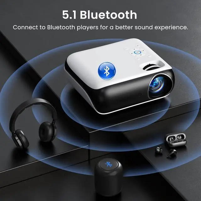 Alt view image 4 of 7 - Native 1080P Bluetooth Projector, Full HD Portable Outdoor Movie Projector with Built-in Speaker, Compatible with Smartphone, HDMI, USB, AV, Fire Stick, PS5 for Home, Bedroom, Outdoor Use