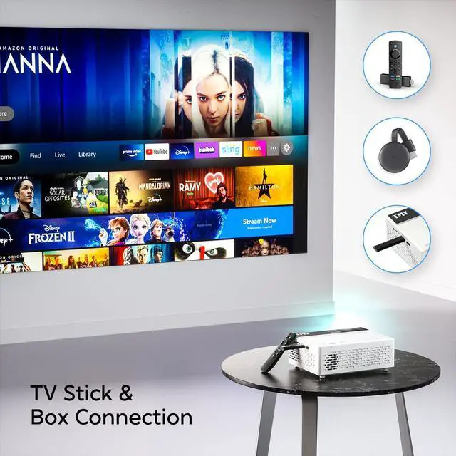 Alt view image 5 of 7 - 1080P Full HD Portable Mini Projector, Upgraded Bluetooth Movie Projector with Screen, Compatible with TV Stick Smartphone/HDMI/USB, Indoor & Outdoor Use