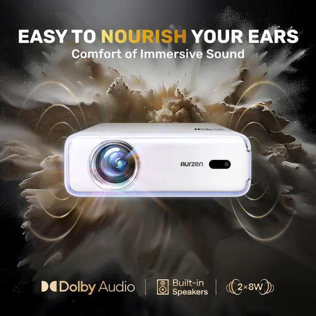 Alt view image 5 of 7 - _Mega Brand EAZZE D1 Smart Projector with WiFi and Bluetooth, Netflix-Officially-Licensed, Auto Focus & Keystone, DoIby Audio, Zoom, Native 1080P Movie, Portable Outdoor Mini Projector, White