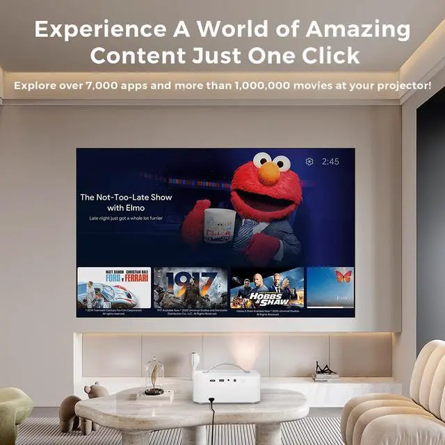 Alt view image 3 of 7 - _Mega Brand [AI Movin 2.0 System/1200 ANSI/Auto Focus] Projector-4K with WiFi 6 and Bluetooth, 30W DoIby Audio APPS Built-in Outdoor-Projector,1080P Smart Portable Proyector with HDR10+ 2025 Upgraded