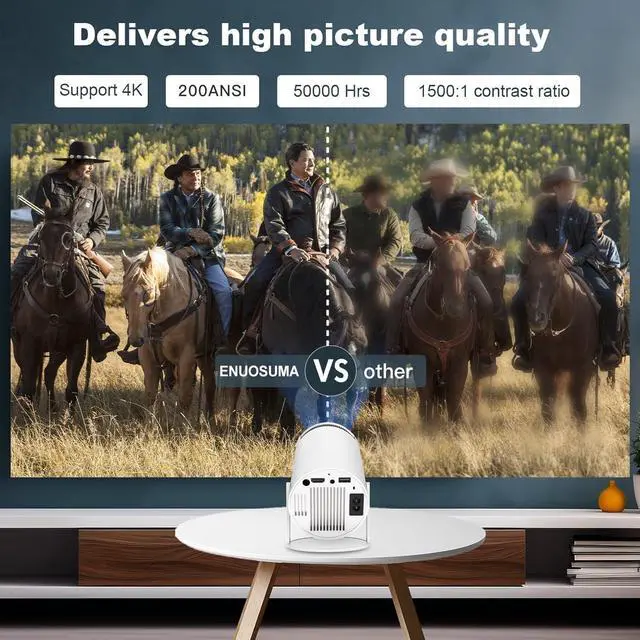 Alt view image 4 of 6 - Mini Projector, Support 4K 1080P Portable Projector with Dual Band WIFI6 5G Wireless 5.2 Bluetooth Android 11, 160 ANSI Lumens, 180° Rotatable, Auto Keystone Correction,35"-130" Screen Video Projector