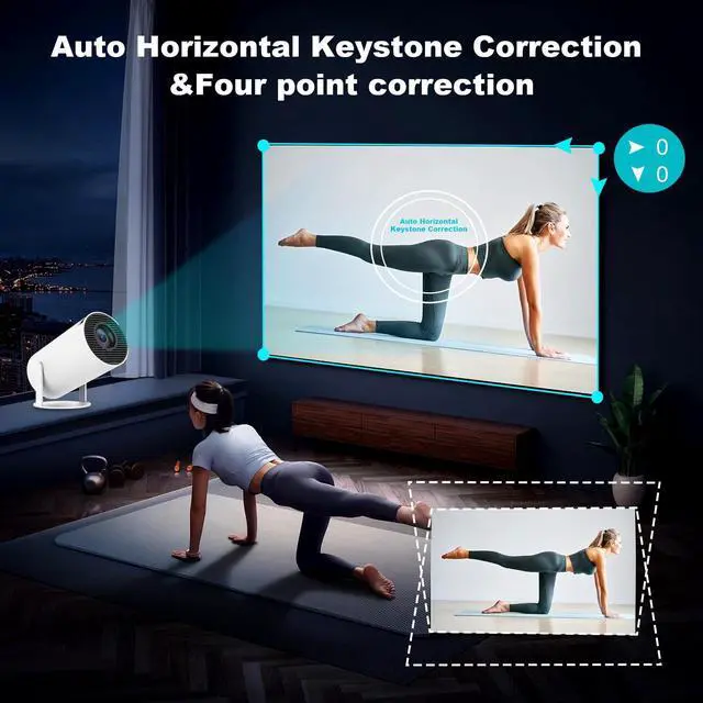 Alt view image 6 of 6 - Mini Projector, Support 4K 1080P Portable Projector with Dual Band WIFI6 5G Wireless 5.2 Bluetooth Android 11, 160 ANSI Lumens, 180° Rotatable, Auto Keystone Correction,35"-130" Screen Video Projector