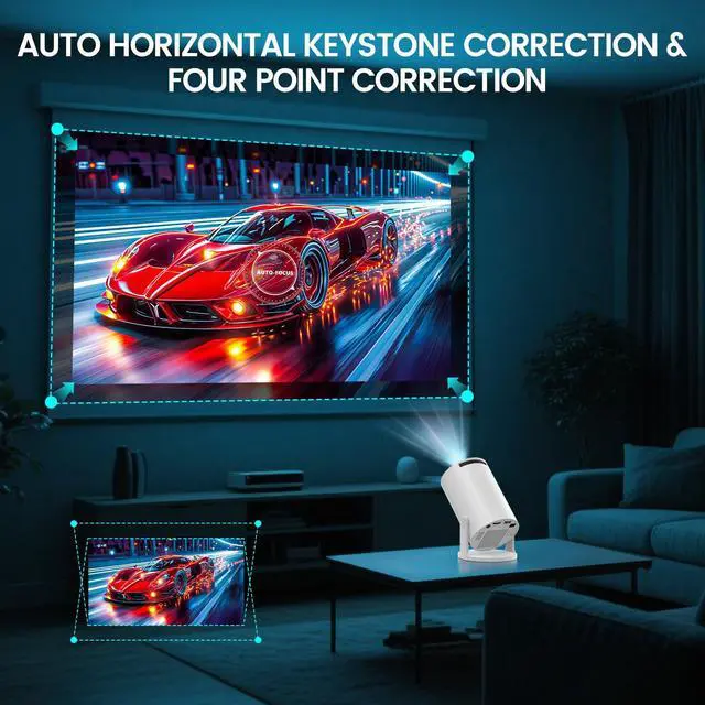 Alt view image 6 of 7 - _Mega Brand Super Mini Projector with WIFI 6 and Bluetooth, 4K 1080P Support Portable Projector, Built-in App, Android 11, 200 ANSI, Auto Keystone Correction, Video Projector for Laptop/PC/Smartphone