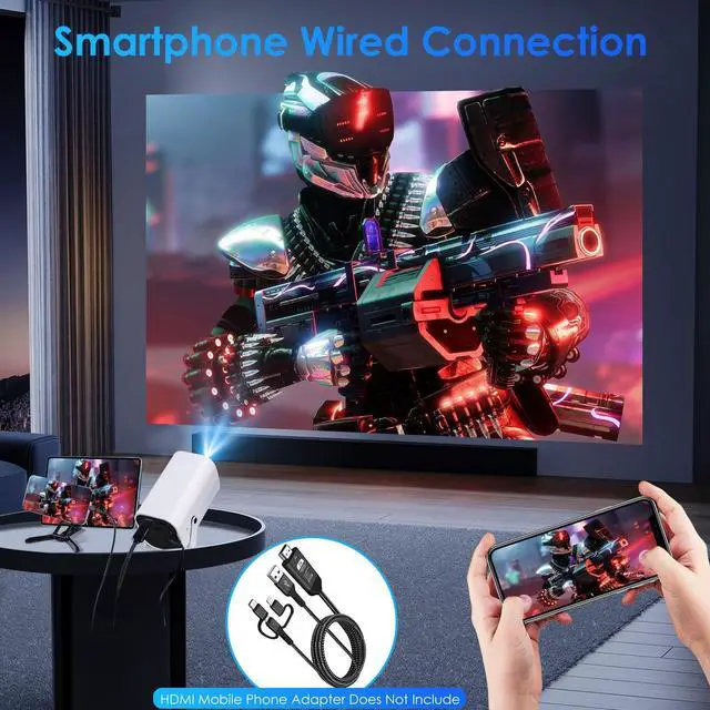 Alt view image 3 of 7 - _Mega Brand [180°Adjustable Stand][Electric Focus][Built-in Speaker]Mini Projector With Bluetooth,Projector for Bedroom,Native 1080P,Compatible 4K,Compatible with Android/iOS/TV Stick/PS5/Laptop/HDMI
