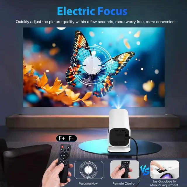Alt view image 4 of 7 - _Mega Brand [180°Adjustable Stand][Electric Focus][Built-in Speaker]Mini Projector With Bluetooth,Projector for Bedroom,Native 1080P,Compatible 4K,Compatible with Android/iOS/TV Stick/PS5/Laptop/HDMI