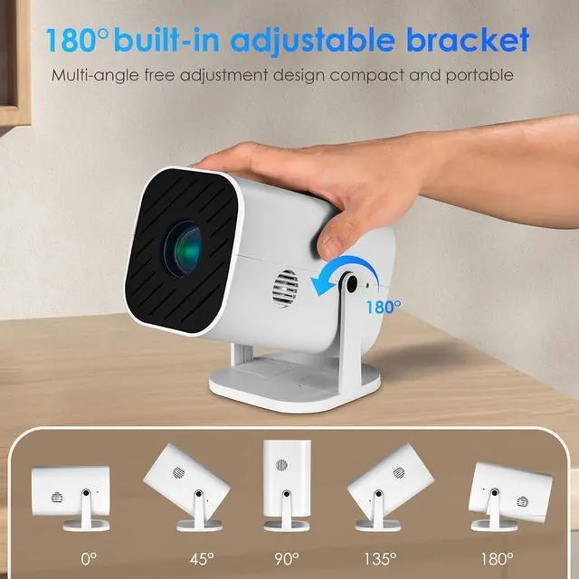 Alt view image 6 of 7 - _Mega Brand [180°Adjustable Stand][Electric Focus][Built-in Speaker]Mini Projector With Bluetooth,Projector for Bedroom,Native 1080P,Compatible 4K,Compatible with Android/iOS/TV Stick/PS5/Laptop/HDMI