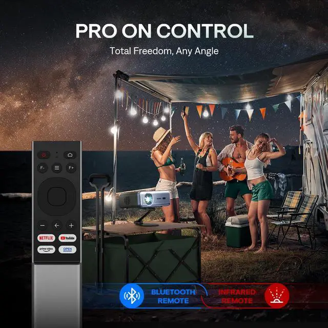 Alt view image 7 of 7 - _Mega Brand EAZZE D1 Pro Smart Projector with WiFi and Bluetooth, Official Apps, Auto Focus & Keystone, dbx-tv Total Sonics & DoIby Audio, 350 ANSI Native 1080P Portable Outdoor Movie Projector, Blue