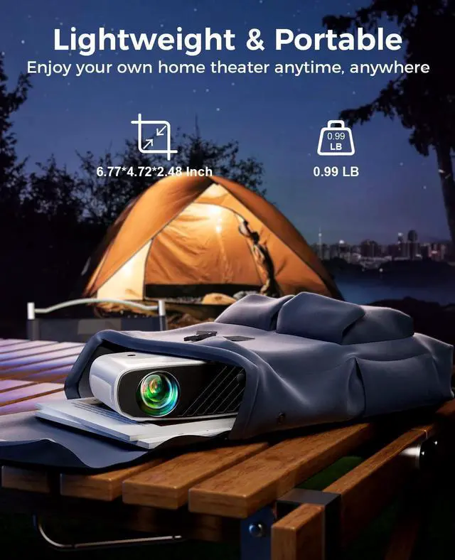 Alt view image 7 of 7 - Mini Projector for iPhone, 2025 Upgraded 1080P HD Projector, 8000L Portable Projector with Tripod, Movie Projector Compatible with Android/iOS/Windows/TV Stick/HDMI/USB