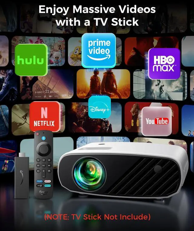 Alt view image 3 of 7 - Mini Projector for iPhone, 2025 Upgraded 1080P HD Projector, 8000L Portable Projector with Tripod, Movie Projector Compatible with Android/iOS/Windows/TV Stick/HDMI/USB