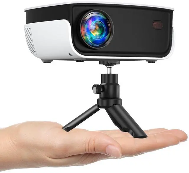 Main image of Mini Projector, Portable Outdoor Movie Projector with Tripod, 1080P and 200" Supported Small Projector Compatible with TV Stick, Phone, PS5, HDMI, USB for Home, Bedroom, Gaming, Outdoor Use