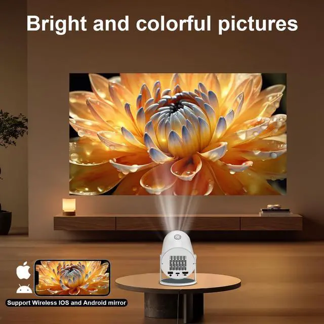Alt view image 3 of 7 - _Mega Brand HY300 Mini Projector,Ceiling movie projector Manual focusing, Compact Design for Home Theater, Outdoor Movies, Presentations, and Gaming. (white)