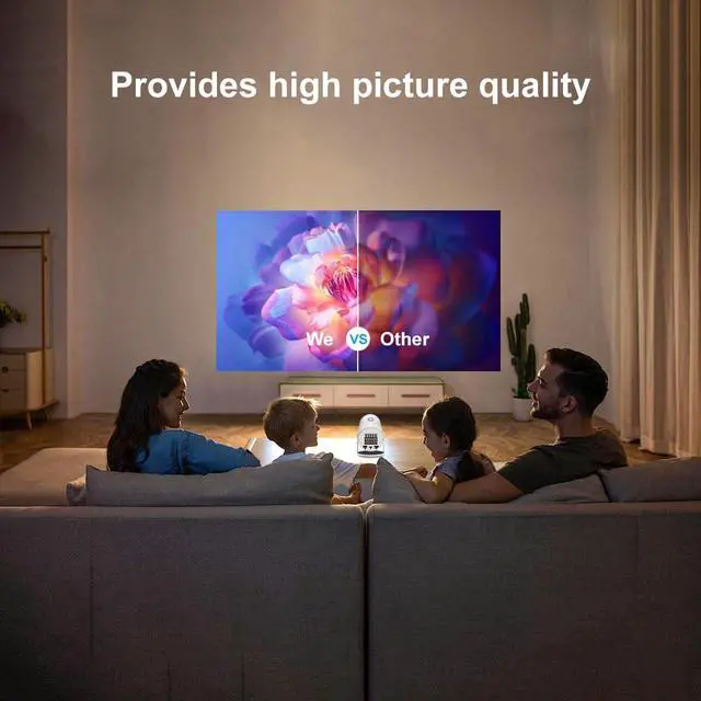 Alt view image 2 of 7 - _Mega Brand HY300 Mini Projector,Ceiling movie projector Manual focusing, Compact Design for Home Theater, Outdoor Movies, Presentations, and Gaming. (white)