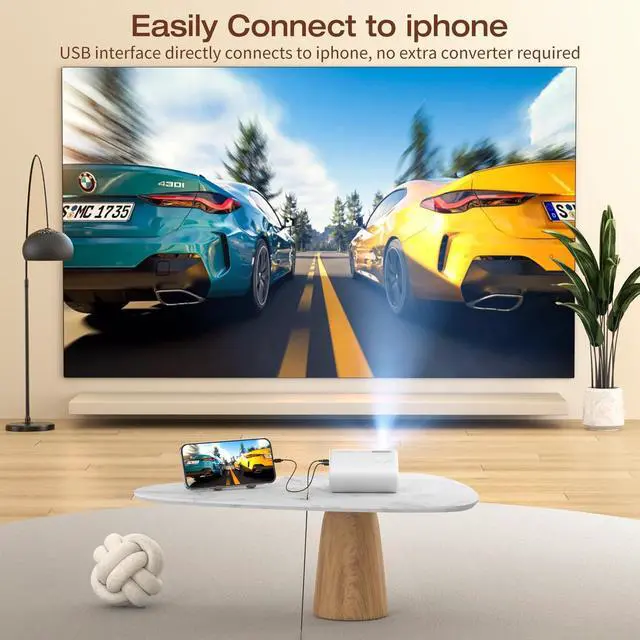 Alt view image 3 of 7 - Mini Projector, 2024 Upgraded Portable Projector with 9000 Lux and Full HD 1080P, Movie Projector Compatible with iOS/Android Phone/Tablet/Laptop/PC/TV Stick/Box/USB Drive/Game Console