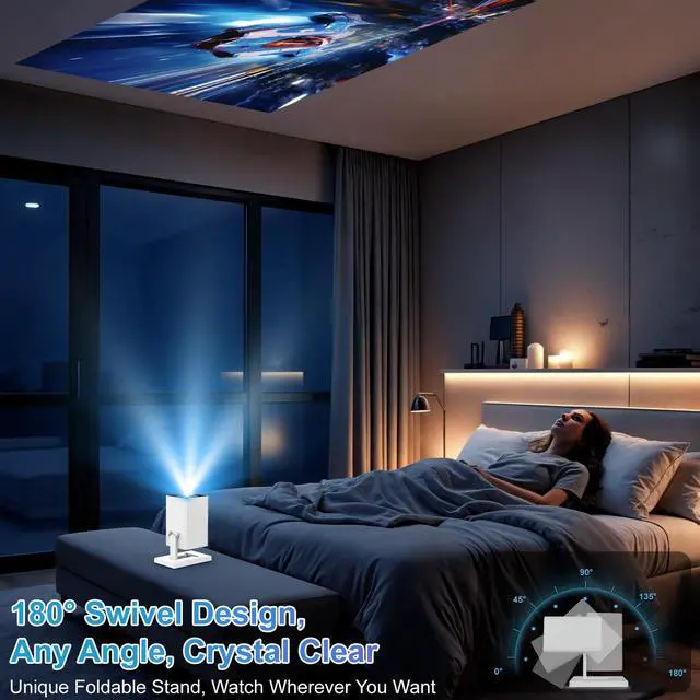 Alt view image 3 of 7 - Mini Projector, 4K Portable Video Projector with WiFi6 & Bluetooth 5.4, 150 ANSI Lumen, Automatic Vertical Correction, 130'' Screen Home Cinema Smart Projector for Phone, PC, HDMI USB, Laptop