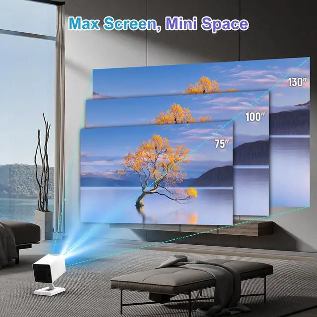 Alt view image 5 of 7 - Mini Projector, 4K Portable Video Projector with WiFi6 & Bluetooth 5.4, 150 ANSI Lumen, Automatic Vertical Correction, 130'' Screen Home Cinema Smart Projector for Phone, PC, HDMI USB, Laptop