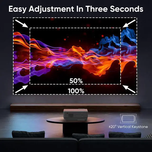 Alt view image 5 of 7 - Projector with WiFi and Bluetooth, Upgrade Outdoor Projector, Mini Movie Projector Supports 1080P Synchronize Smartphone Screen by WiFi/USB Cable for Home Entertainment