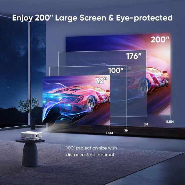 Alt view image 6 of 7 - Projector with WiFi and Bluetooth, Upgrade Outdoor Projector, Mini Movie Projector Supports 1080P Synchronize Smartphone Screen by WiFi/USB Cable for Home Entertainment