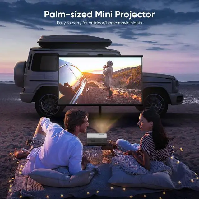 Alt view image 7 of 7 - Projector with WiFi and Bluetooth, Upgrade Outdoor Projector, Mini Movie Projector Supports 1080P Synchronize Smartphone Screen by WiFi/USB Cable for Home Entertainment