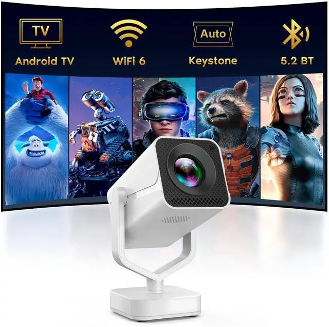 Main image of _Mega BrandBuilt in AppsMini Smart Projector with WiFi and Bluetooth,270° Adjustable Movie Projector,1080P Support Portable Projector for Phone,Android System,Electric Focus,Auto Keystone,50% Zoom
