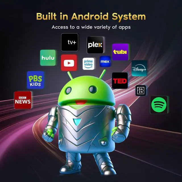 Alt view image 2 of 7 - _Mega BrandBuilt in AppsMini Smart Projector with WiFi and Bluetooth,270° Adjustable Movie Projector,1080P Support Portable Projector for Phone,Android System,Electric Focus,Auto Keystone,50% Zoom