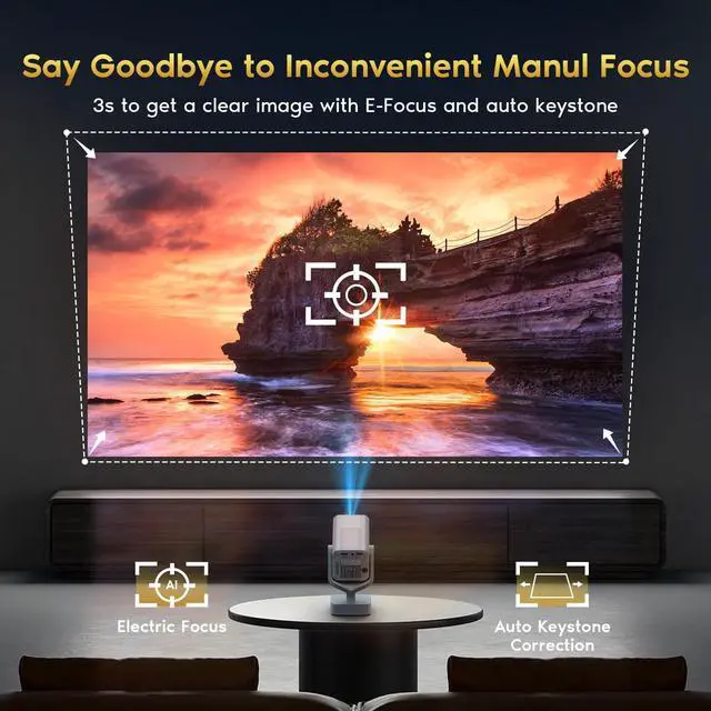 Alt view image 4 of 7 - _Mega BrandBuilt in AppsMini Smart Projector with WiFi and Bluetooth,270° Adjustable Movie Projector,1080P Support Portable Projector for Phone,Android System,Electric Focus,Auto Keystone,50% Zoom