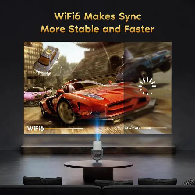 Alt view image 5 of 7 - _Mega BrandBuilt in AppsMini Smart Projector with WiFi and Bluetooth,270° Adjustable Movie Projector,1080P Support Portable Projector for Phone,Android System,Electric Focus,Auto Keystone,50% Zoom