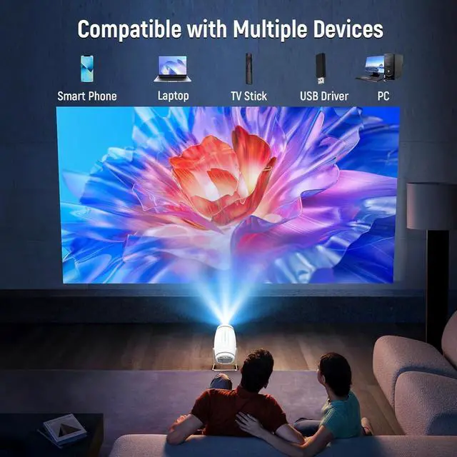 Alt view image 6 of 7 - _Mega Brand Projector, Mini Projector with WiFi and Bluetooth, 4K 1080P Support Portable Projector 270° Rotatable 130'' Screen Movie Projector Auto Keystone Compatible with Smartphone/PC/Laptop