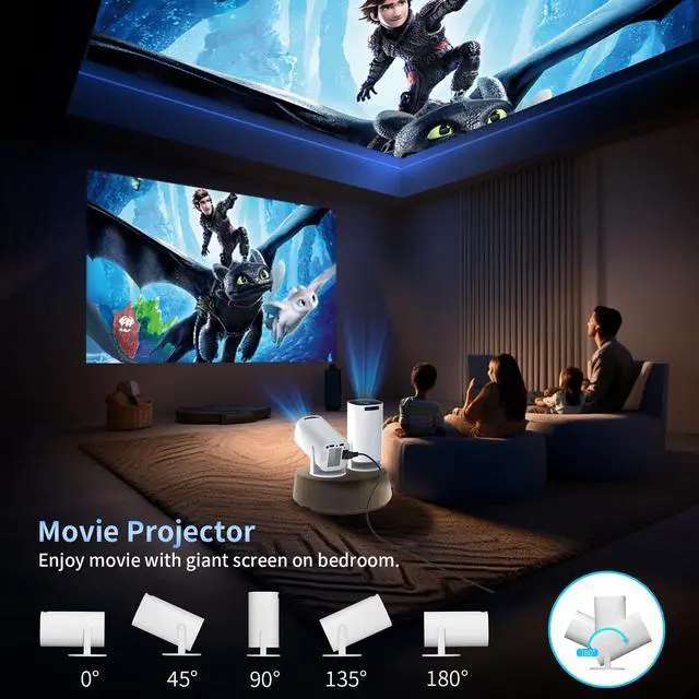 Alt view image 5 of 6 - Mini Projector with WiFi and Bluetooth, Portable Outdoor Movie Projector Supports 4K/8K with Android System, Smart Proyector for Home Theater, Business Presentation, Gmaing