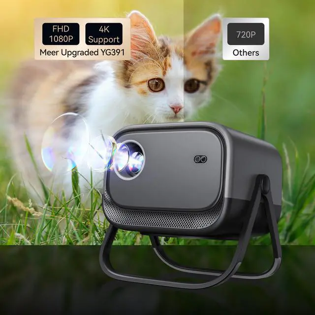 Alt view image 5 of 7 - Electric Focus&360°Adjustable Stand-1080P Phone Projector with WiFi and Two-way Bluetooth, 2025 Latest Upgraded Auto Keystone Ceiling Projector, Home Movie Proyector for iPhone/TV Stick/Laptop