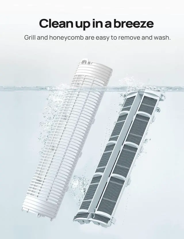 Alt view image 7 of 7 - _Mega Brand Evaporative Air Cooler,40Standing Bladeless Cooling Fan for Bedroom,80°Oscillating Fans that Blow Cold Air,Swamp Cooler,Removable Water Tank,Ice Pack,3 Mode 4-Speed,White and Black