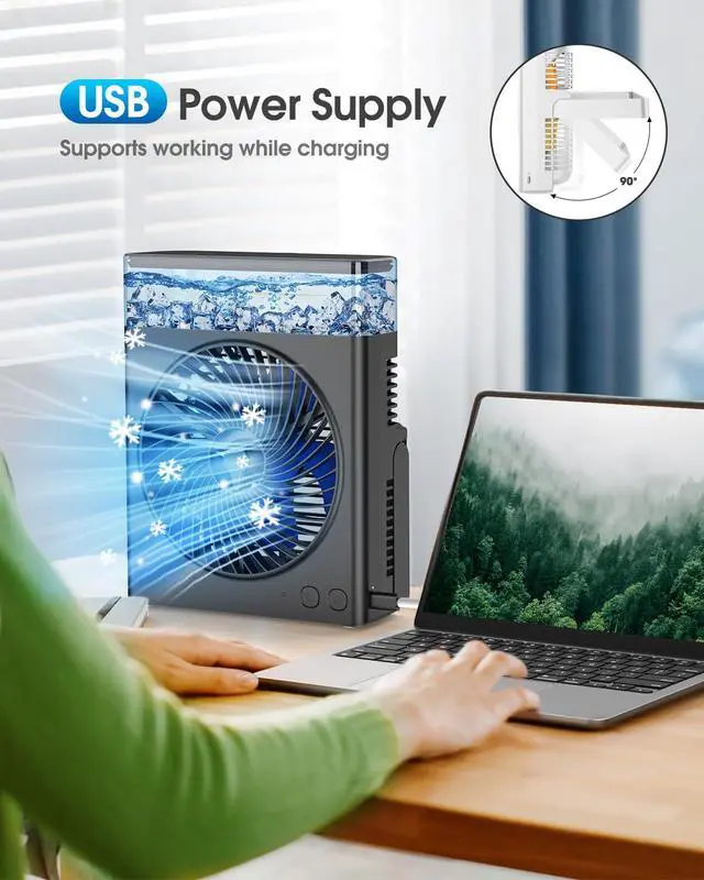 Alt view image 6 of 7 - _Mega Brand, 8000mAh 8-Inch Rechargeable Battery Operated Fan with 600mL Water Tank, Cooling Desk Misting Fans for Outside, Perfect Quite Mist Water Spray Fans for Home Office Camping Patio