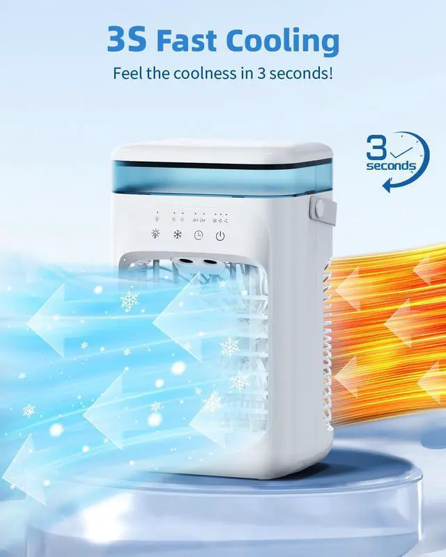 Alt view image 2 of 7 - _Mega Brand Portable Air Conditioners,Personal Mini Air Cooler Cooling Fan with 3 Speeds,1L Evaporative Air Conditioner,7 LED Light,2 Cool Mist Air Conditioners Humidifier Fan Room Bedroom Office
