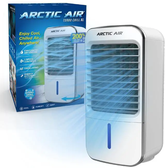 Main image of _Mega Brand Turbo Chill XL Evaporative Air Cooler, Lightweight & Whisper Quiet, 3-Speed Cooling Fan with Mist Control, Oscillating & Adjustable Grill, Quick View Water Level