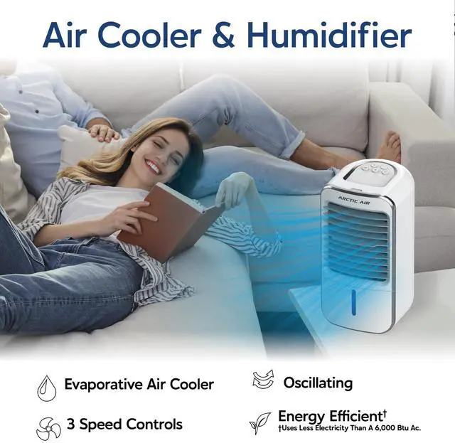 Alt view image 2 of 7 - _Mega Brand Turbo Chill XL Evaporative Air Cooler, Lightweight & Whisper Quiet, 3-Speed Cooling Fan with Mist Control, Oscillating & Adjustable Grill, Quick View Water Level