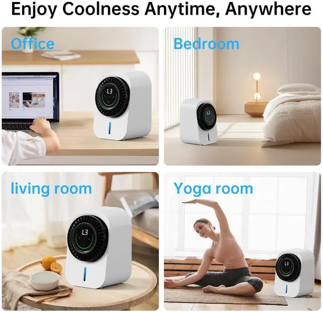 Alt view image 4 of 7 - _Mega Brand Portable Air Conditioners, Personal Evaporative Air Cooler with 3 Speeds &12H Timer, 600ML Cooling Fan Mini Air Conditioner, Portable AC Unit Fan for Room Bedroom