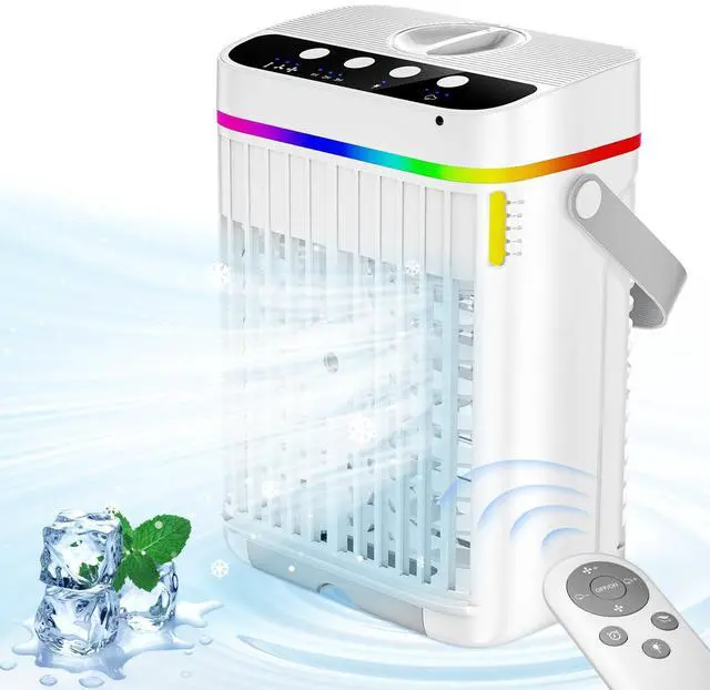 Alt view image 2 of 7 - Portable Air Conditioners, 1250ml Mini Air Conditioner Portable Air Cooling Fan Air Cooler Fan with 3 Speeds & 1-3H Timer, Aire Acondicionado Portatil for Bedroom Room Office Desk