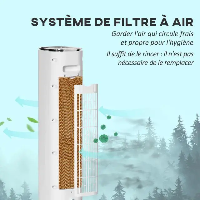 Alt view image 4 of 7 - _Mega Brand 42" 3-In-1 Evaporative Air Cooler, Ice Cooling Fan with Humidifier and with Water Tank, 60° Oscillating Portable Swamp Cooler for Home Office, 3 Modes, 3 Speeds, 12H Timer, Remote, White