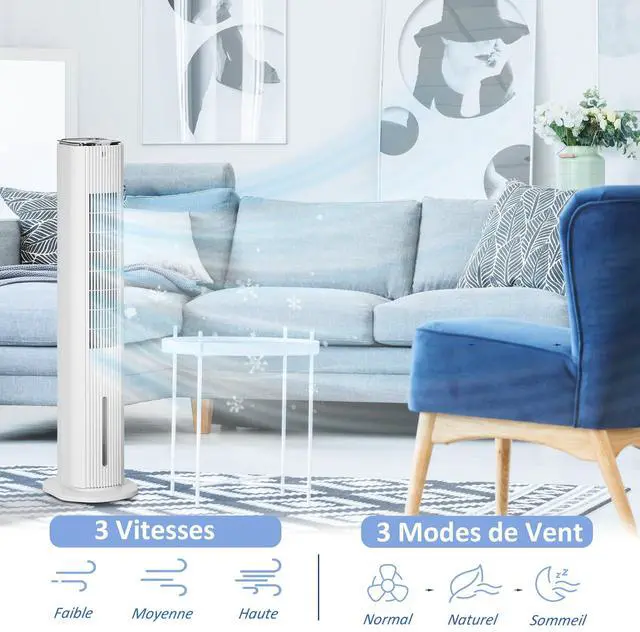 Alt view image 5 of 7 - _Mega Brand 42" 3-In-1 Evaporative Air Cooler, Ice Cooling Fan with Humidifier and with Water Tank, 60° Oscillating Portable Swamp Cooler for Home Office, 3 Modes, 3 Speeds, 12H Timer, Remote, White